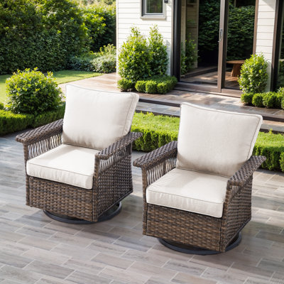 Anferney Outdoor PE Wicker Swivel Patio Rocking Chair With Cushions by Bay Isle Home