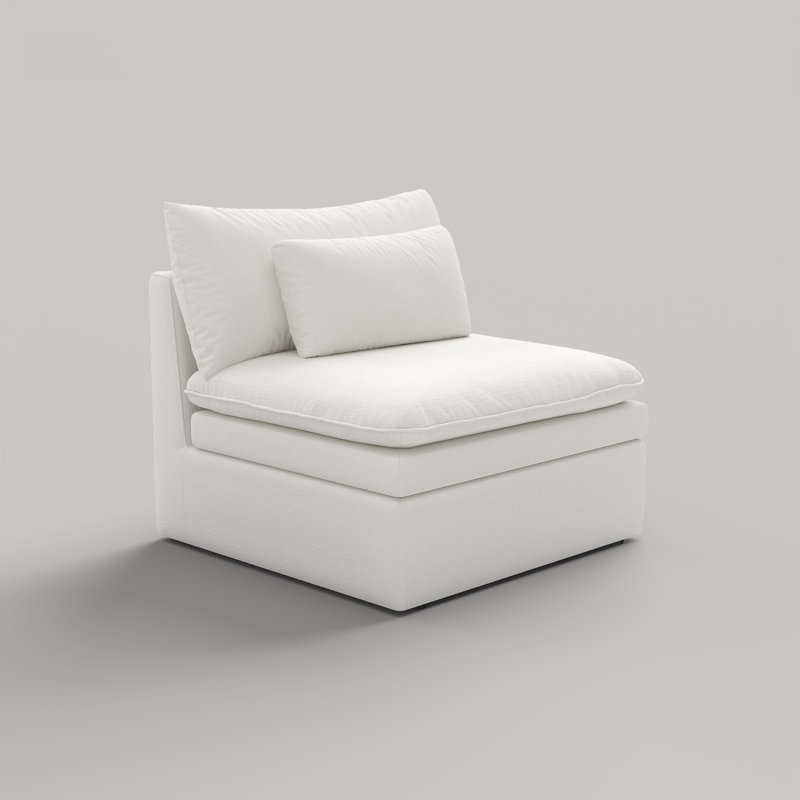 Fauteuil d'appoint modulaire avec coussin double Laron, Blanc