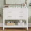Meuble-lavabo 36 po avec lavabo en céramique, meuble-lavabo avec plateau basculant et 2 tiroirs pleine extension, poignées argentées et glissières à fermeture en douceur, 1 tablette ouverte en bas, blanc-1201233184