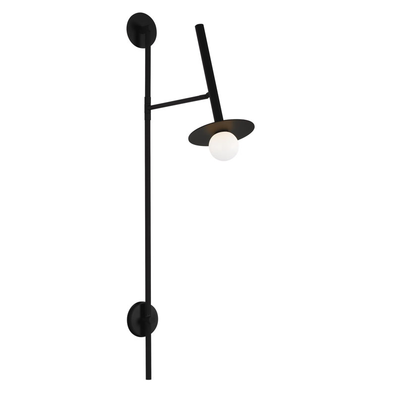 Allegra Steel Plug-in Swing Arm Sconce, 48.38" H x 8" W x 19.88" D, Midnight Black