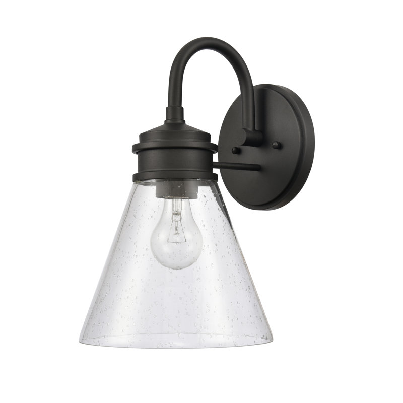 Dovas 13.5'' High 1-Light Outdoor Sconce - Textured Black, 13.5" H x 8.5" W x 10" D