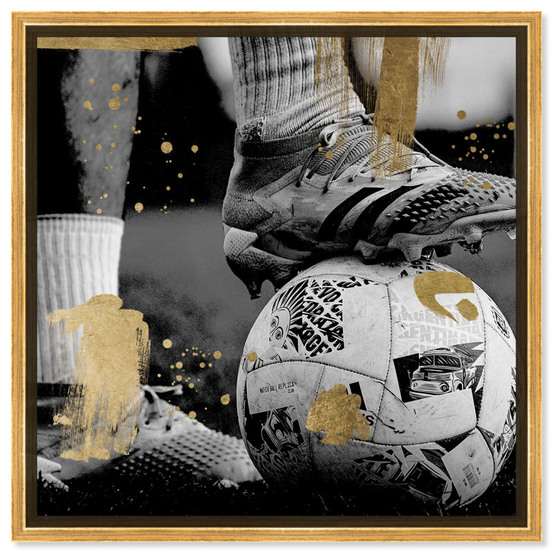 «Notoriart Soccer Cleats», art mural sur toile 1 pièce, Cadre doré, H 25 po x l 25 po