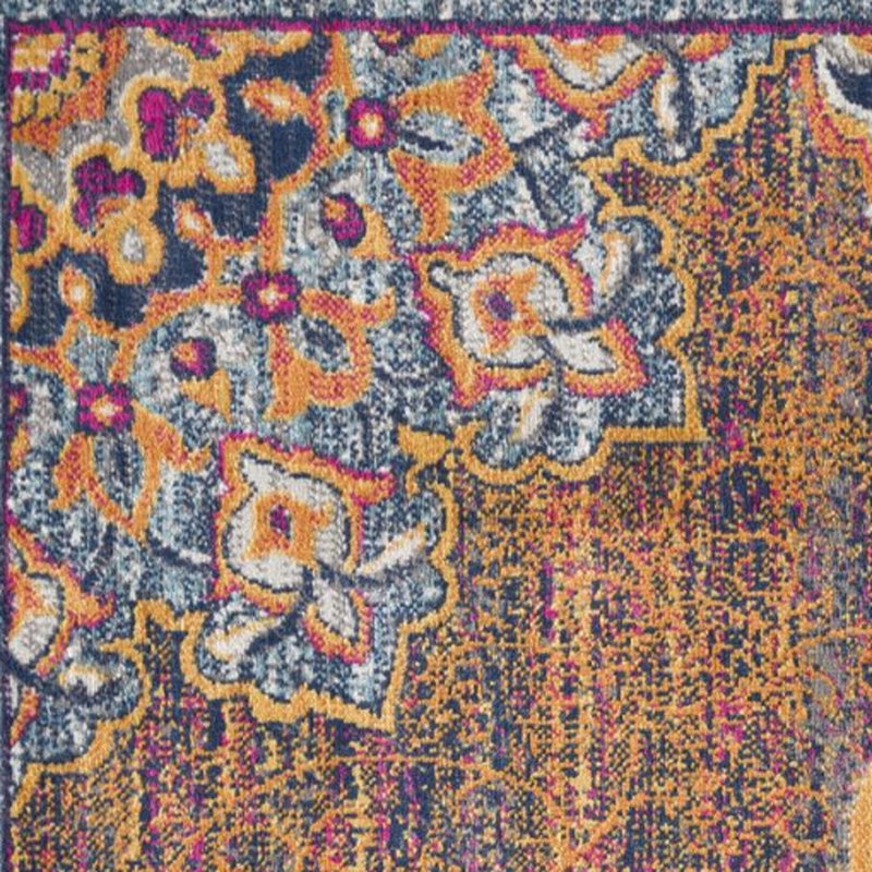 2’ X 5’ Rustic Orange Medallion Area Rug