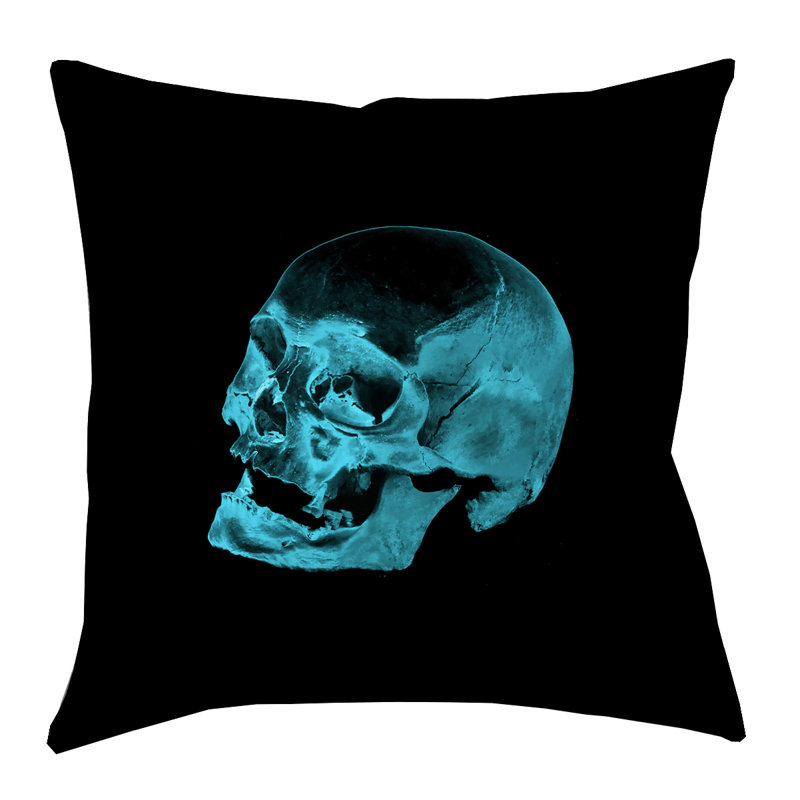 Katelyn Smith Cotton Reversible Throw Pillow, 14" x 14", Blue/Black