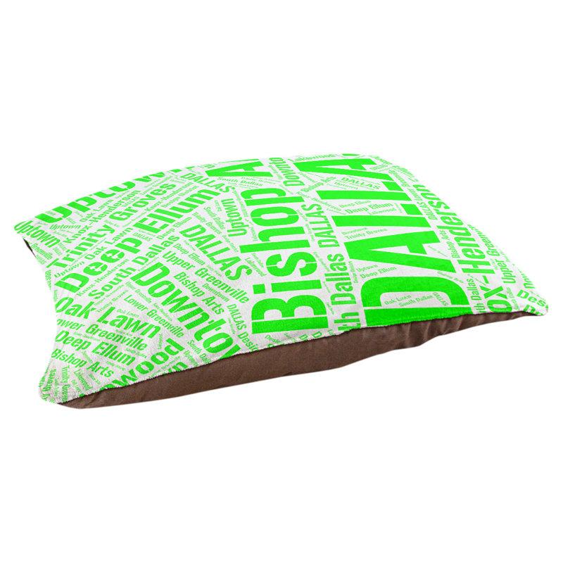 Coussin de chien « districts », Très grand (H 17 po x l 50 po x P 40 po), Vert, Dallas