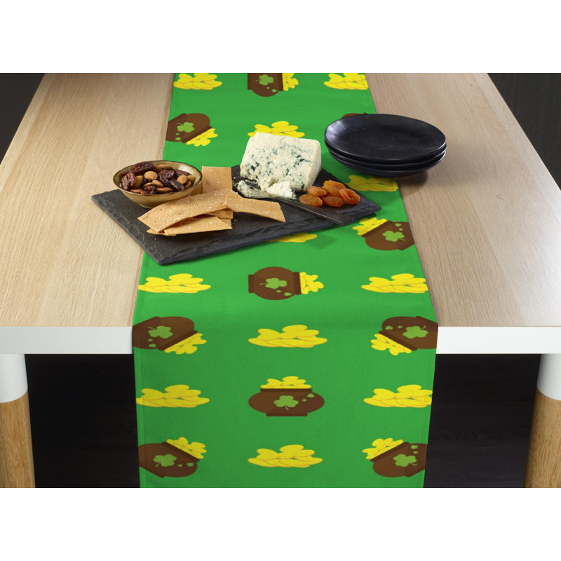 Ethan Geometric Table Runner, 72" L x 12" W, Green