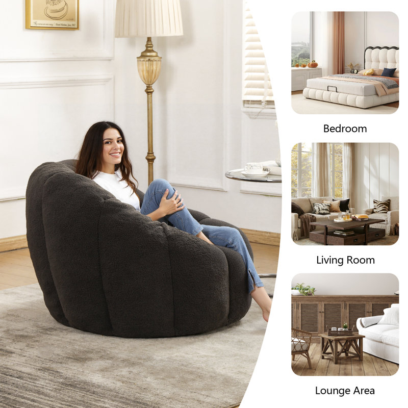 Teddy Bean Bag Chair, Dark Grey