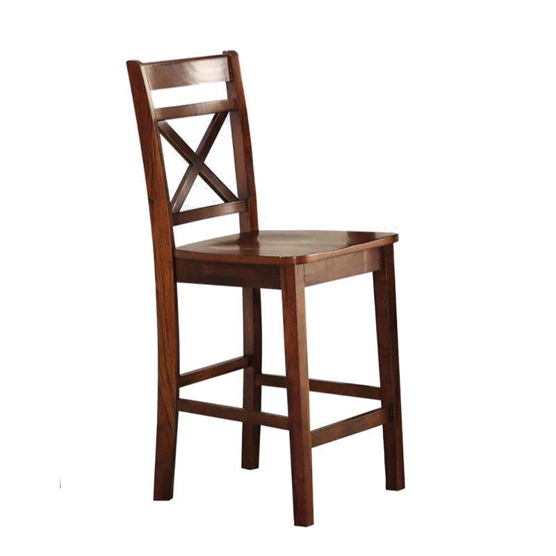 2 chaises de hauteur comptoir en cerisier avec dossier croisé de 2 - intemporelles et confortables