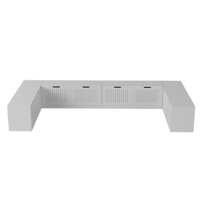 Banc de rangement en L en forme de L, banquette avec rangement caché, banc en bois blanc avec surface résistante à l'eau