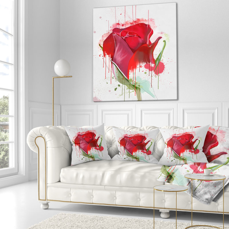 Coussin décoratif floral couleur rose, 18 po x 18 po, Coussin décoratif