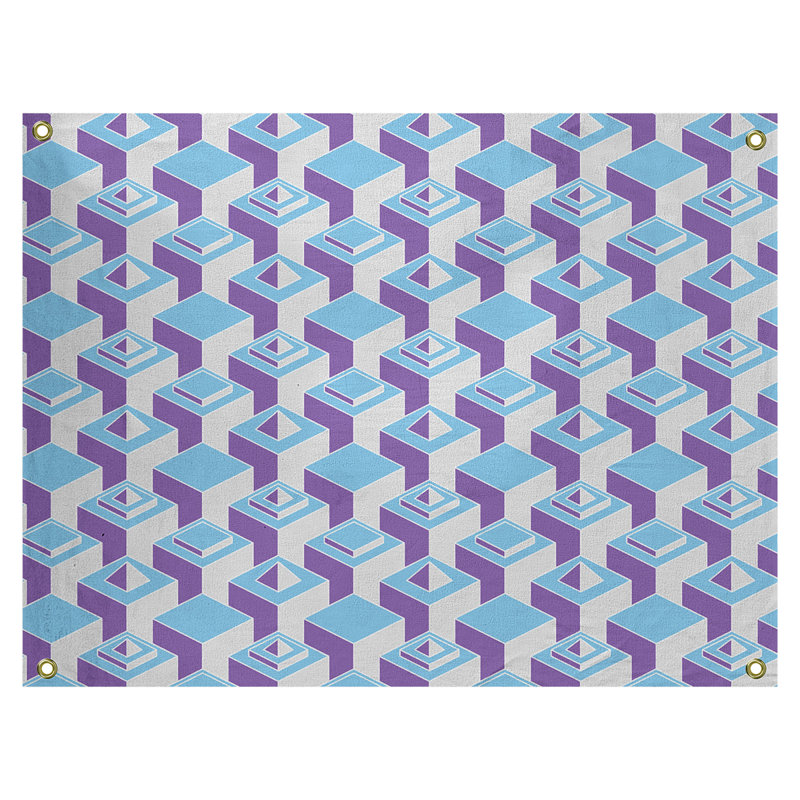 Tapisserie, H 50 po x l 59 po, Sarcelle / Mauve