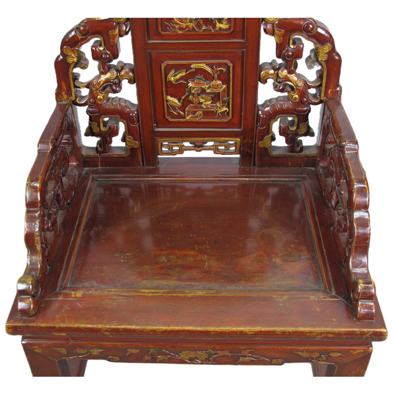 Chaise avec accoudoirs à dossier brun Queen Asian Asian