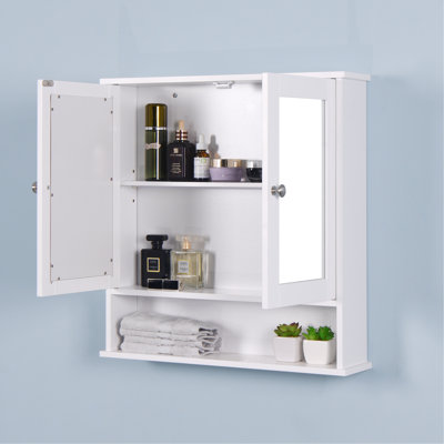 2 Mirrored Door Bathroom Cabinet Unit - & Functional Wall Mounted Organizer Modern Design