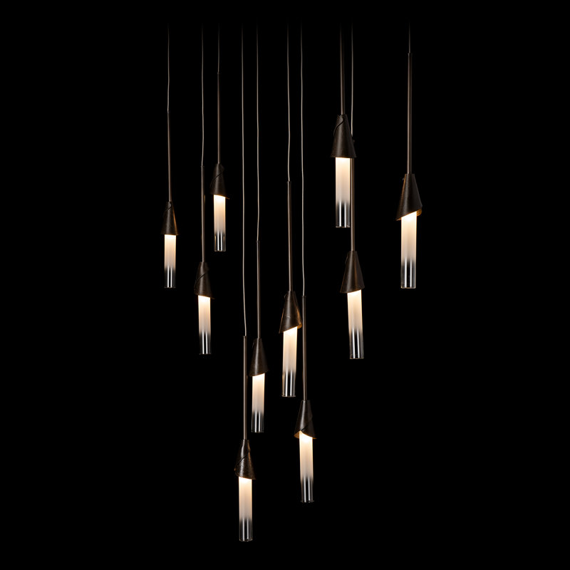 Lilium 10-Light Linear Pendant, Dark Smoke, 90" H