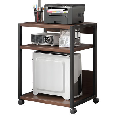 Heavy Duty Printer Stand With Wheels, Multi-Tier Storage Shelf For Office, Computer Tower Holder, Mobile Organizer For Home And Workspace