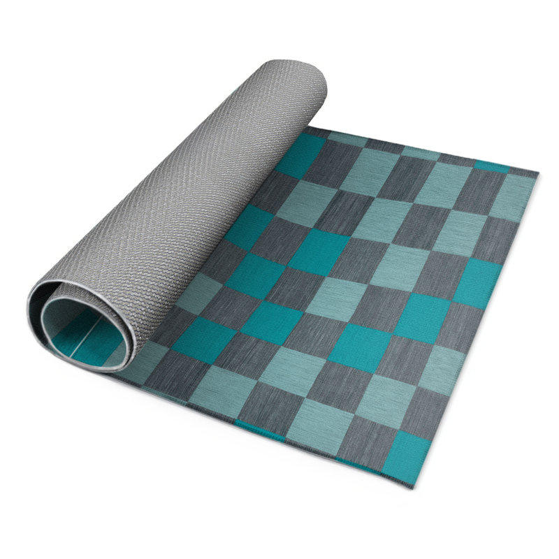 Tapis d'intérieur et d'extérieur à carreaux gris, Rectangulaire 3 pi x 5 pi