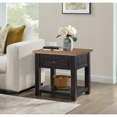 Holliman Solid Wood End Table with Storage