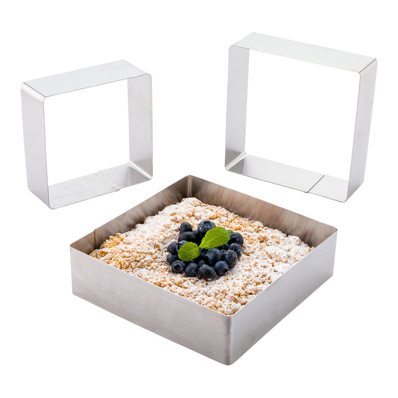 Ensemble d'emporte-pièces carré 7 pouces pour restaurantware-Pastry Tek, 1 emporte-pièce carré pour fondant emboîtable - 3 pièces, résistant à la corrosion, ensemble de quatre petits couteaux en métal, va au lave-vaisselle, pour les desserts et les gâteries