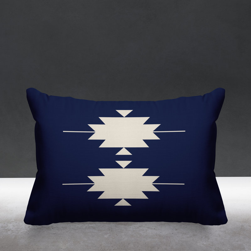 Coussin intérieur / extérieur Sike Southwestern, Bleu marine