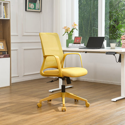 Chaise de bureau moderne en maille de 55,6 cm (21,9 po) de long avec soutien lombaire, chaise de travail pivotante supportant jusqu'à 159 kg (350 lb) pour bureau à domicile et petits espaces