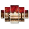 wall art of red leaved trees