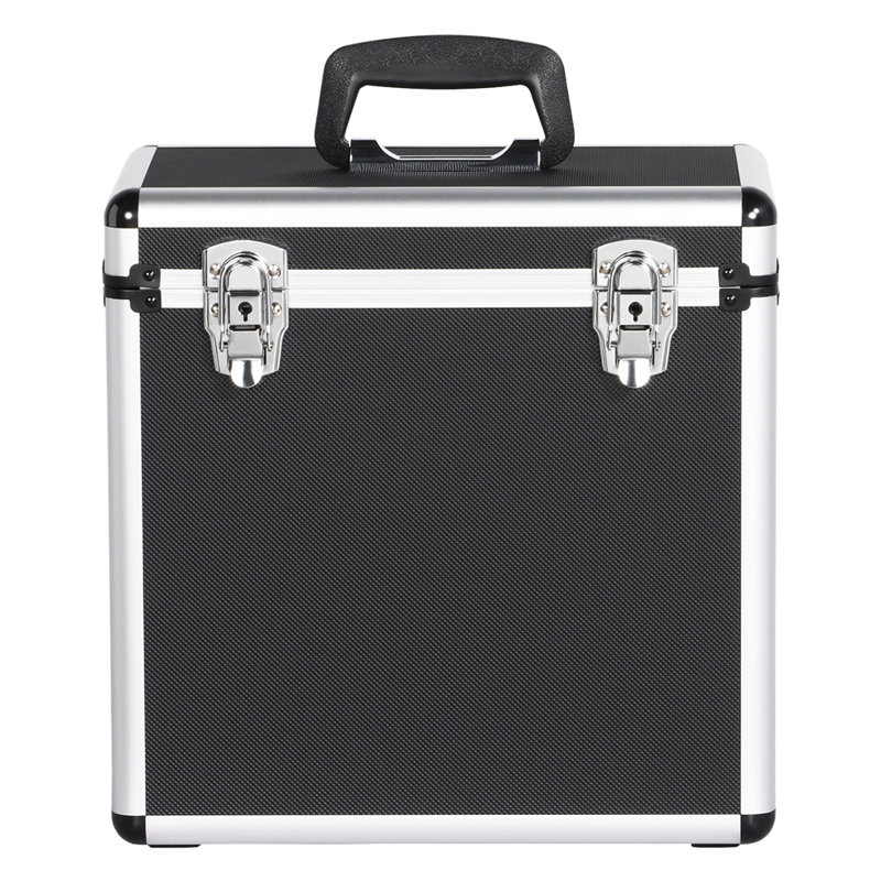 LP Storage Box DJ Case Aluminum 12'' Record Storage Case, Black
