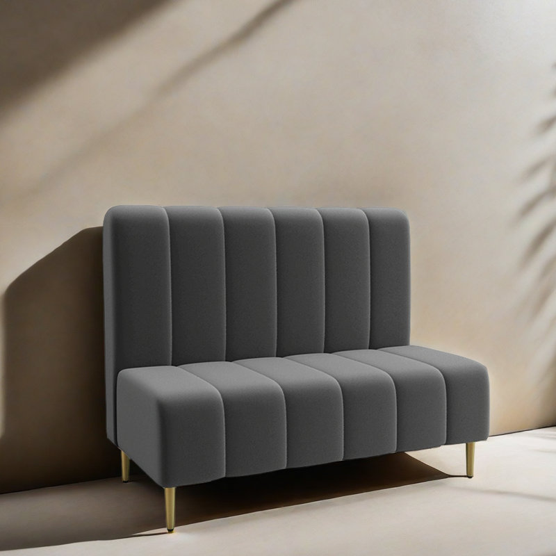 Banc rembourré en velours, Gris