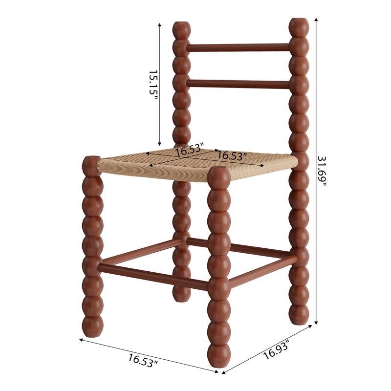 Chaise d'appoint en bois massif à dossier tissé (ensemble de 4), Noyer