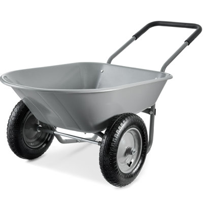 Best Choice Products Dual-Wheel Home Wheelbarrow Yard Garden Cart For Lawn, Construction