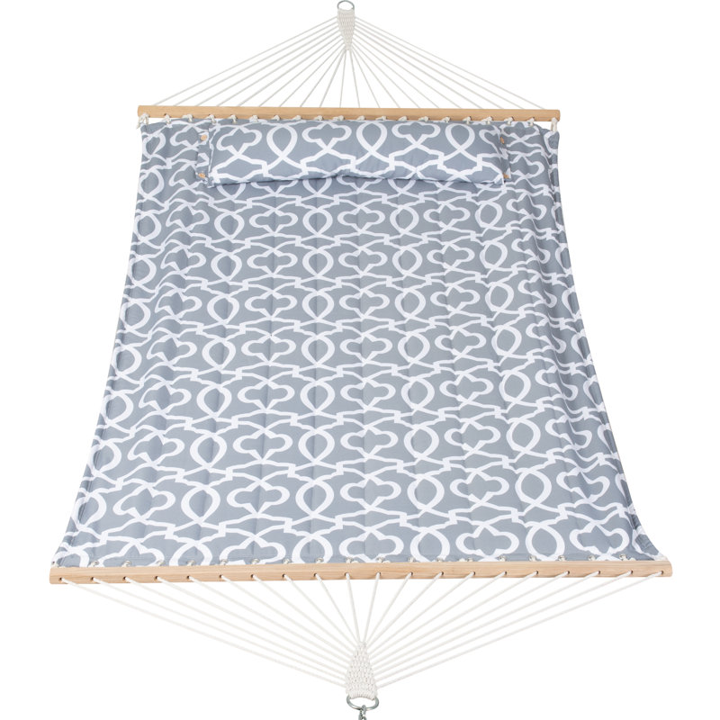 Hamac double classique Volkrad, Gris clair / motif géométrique blanc