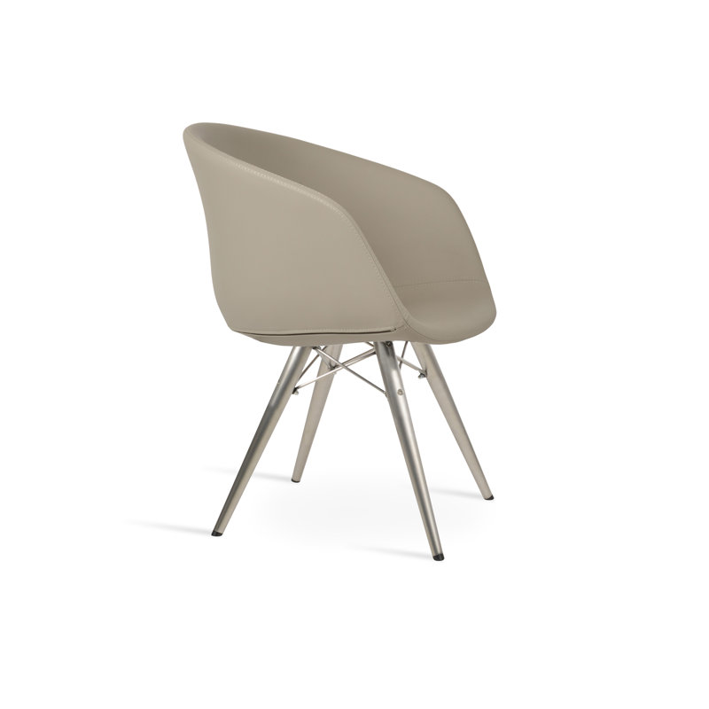 Fauteuil Tribeca, Laine blanc cassé, Acier inoxydable
