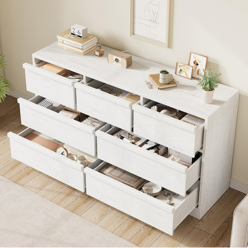 Drawer Dresser for Bedroom, Modern Double Dresser Organizer for Bedroom, Living Room, White/7 Dresser