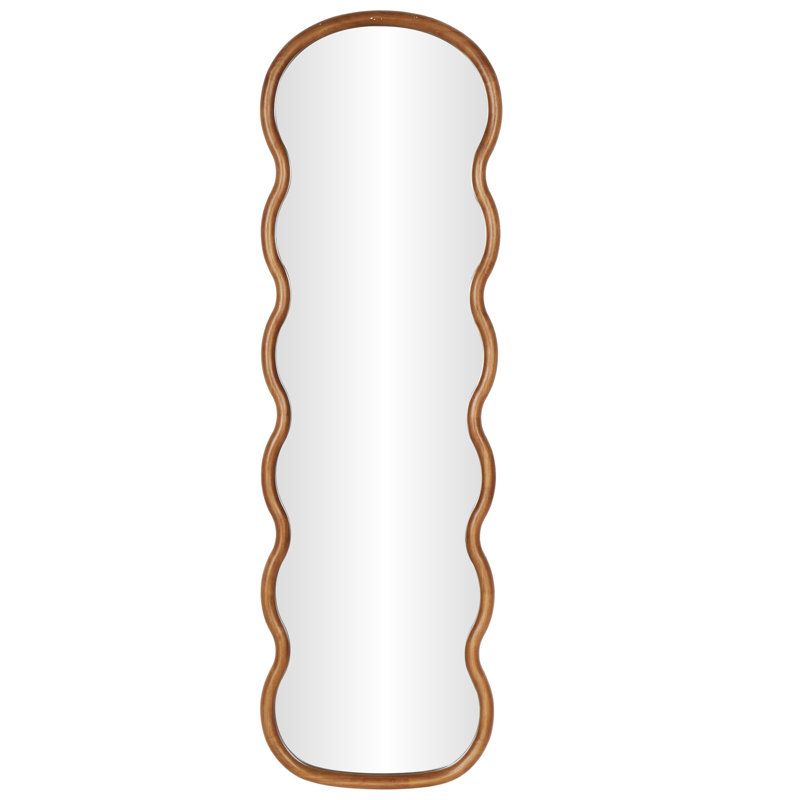 Lewisetta Cole And Grey Wood Wavy Room Brown Wall Mirror, Brown, 70.5" x 21.5"