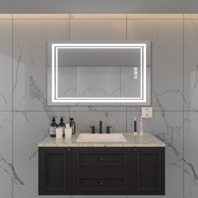 Kaeleah Frameless Lighted  Wall Mirror