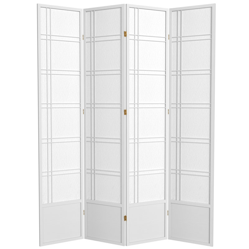 Cloison pliante Keitez, 4 panneaux, Blanc