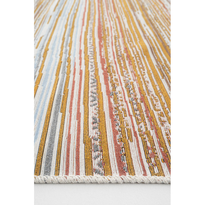 Riken Striped Cotton Indoor / Outdoor Area Rug, Rectangle 5'3" x 7'7"
