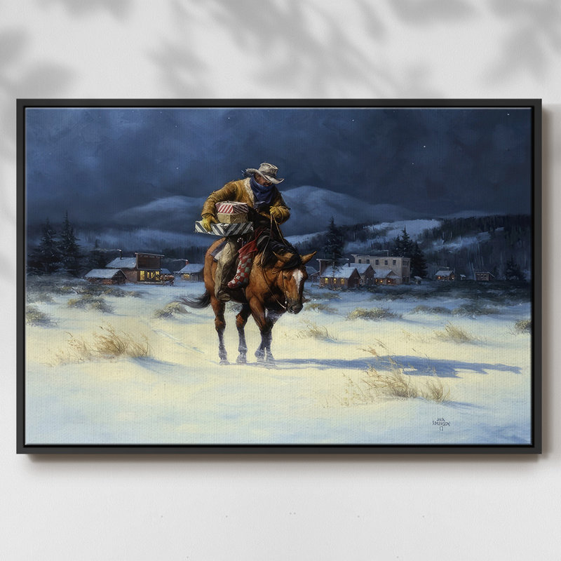 Ramener Noël à la maison, Papier avec cadre noir, H 17 po x l 25 po x P 1,5 po
