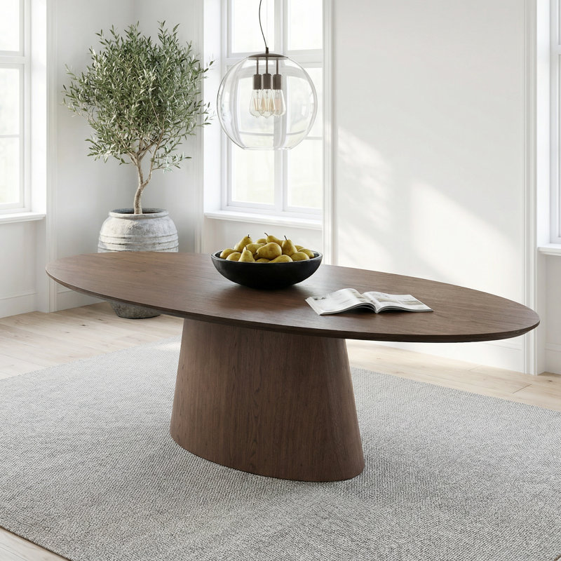 Chynthia 72'' Oval Pedestal Dining Table, Walnut