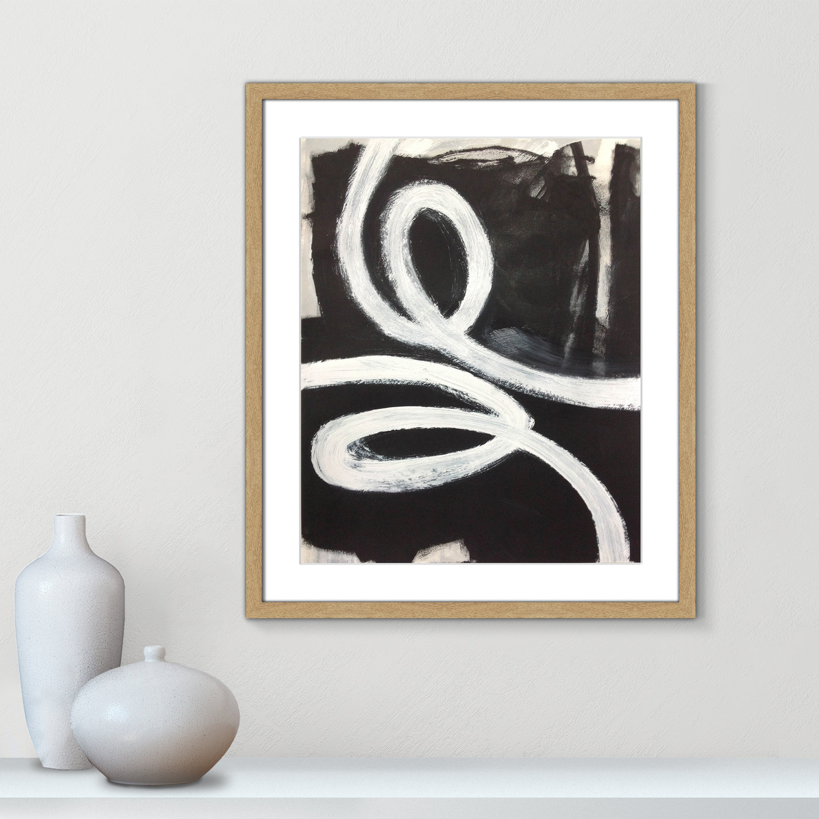 Bronte "Swirly Swirls I" Print, No, Natural Woodgrain Box Framed, 25.5" H x 21.5" W x 2" D