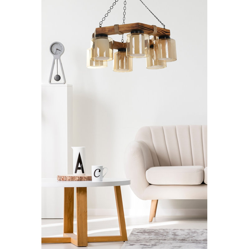 Lustre carré à 6 lumières Bee, Brun