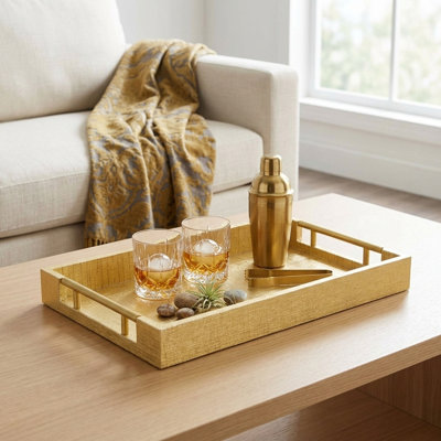 Baidy Hand-Finished Faux Shagreen Rectangular Serving Tray