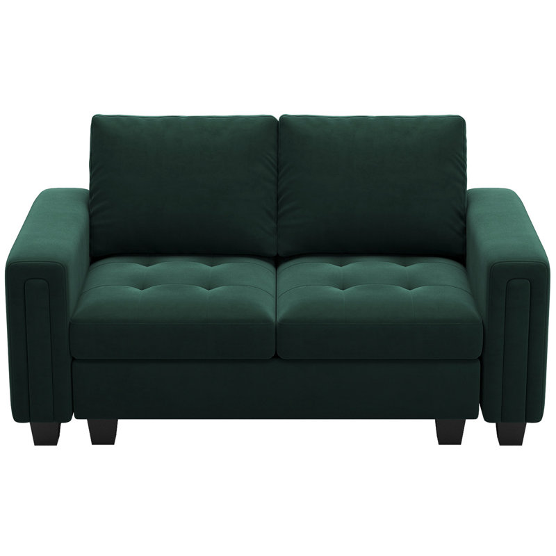 Shavera 59.8'' Wide Velvet Small Sofa Love-seat Couch Apartment Sofa Hallway Sofa, Green