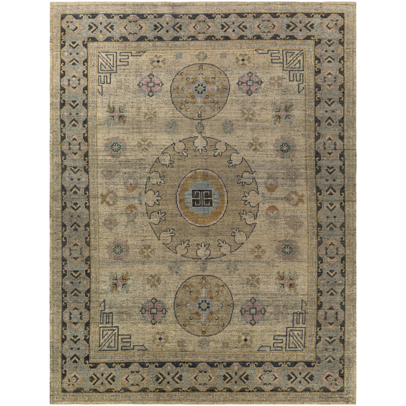 Smyrna Hand Knotted Wool Oriental Area Rug, Rectangle 6' x 9'