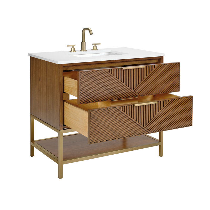 Diamond 36'' Single Bathroom Vanity with Top, Charcoal Black, White Quartz, Brushed Nickel