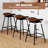 Swivel Barstools Set of 4 Faux Leather Upholstered Backless Bar Height Chairs Brown-958734384-958734387
