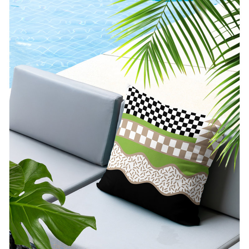 Coussin carré intérieur / extérieur Trix Abstract, Carré 20 po, Chartreuse