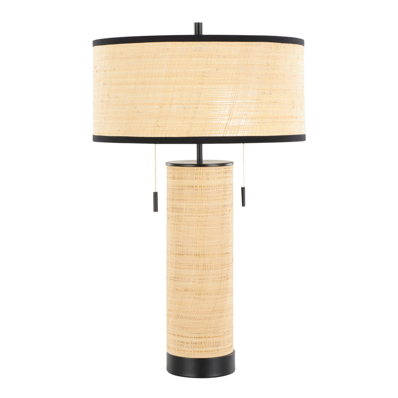 Lampe de table en rotin Montcroix, Noir
