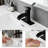 Bathroom Waterfall Faucet - Deck Plate Black With Supply Lines, Pop Up Drain, Mounted, One Handle, Matte Finish, Ceramic Filler Black, Single Hole, Side-121598668