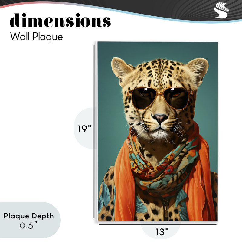 Plaque murale Safari Glamour Leopard, design par Andrea Haase, H 19 po x l 13 po
