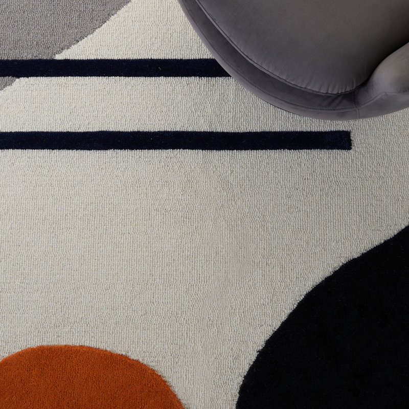 Felipe Handmade Wool Gray/Black Rug, Square 6'